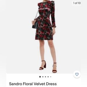 Sandro Floral Velvet Dress